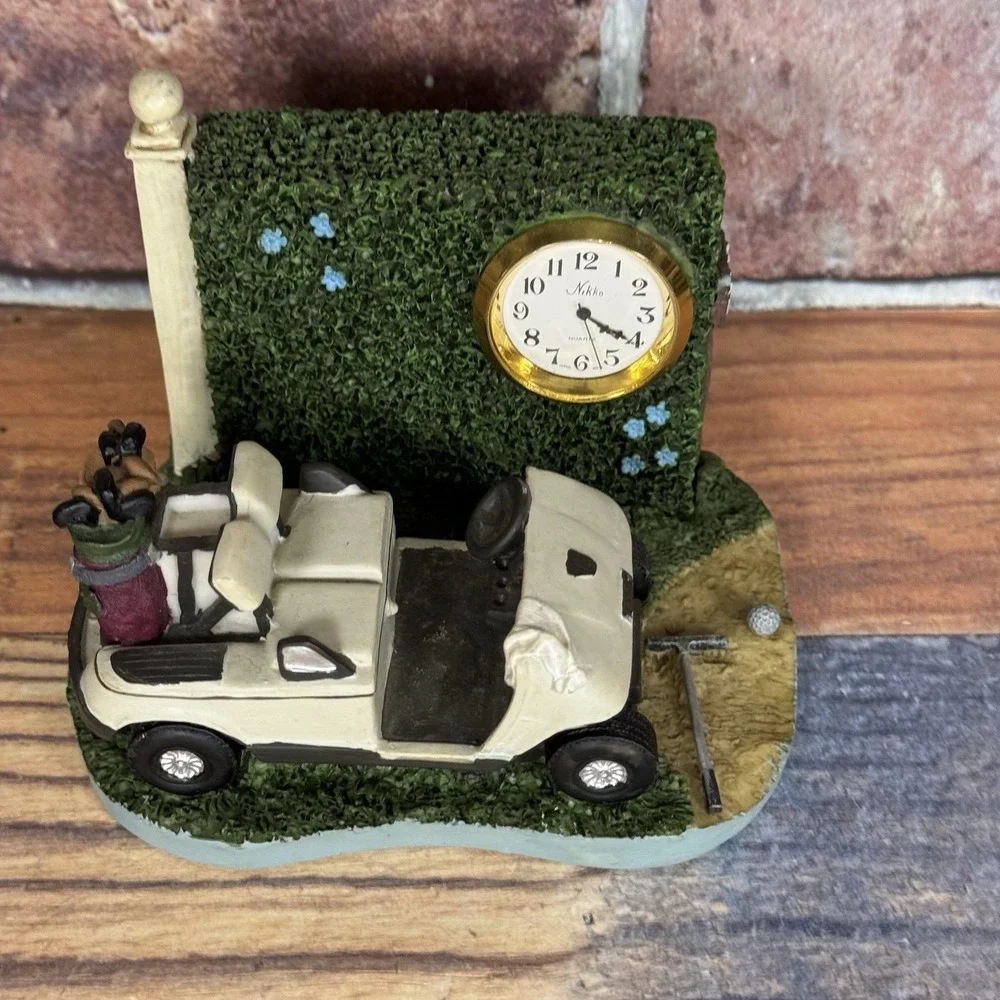 Golf Cart Nikko Desk Clock Country Time‎ Piece Collection 19th hole Resin TESTED